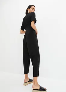 Jumpsuit ze strukturovaného žerzeje, s páskem na zavazování, nad kotníky, bpc bonprix collection