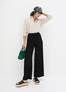 Kalhoty ze strukturovaného žerzeje s gumou v pase a šňůrkou, High Waist, bonprix