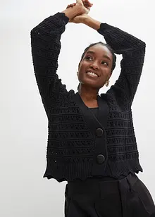 Ažurový pletený kabátek z čisté bavlny, bonprix