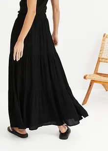 Dlouhá volánová sukně ze strukturované viskózy, bonprix