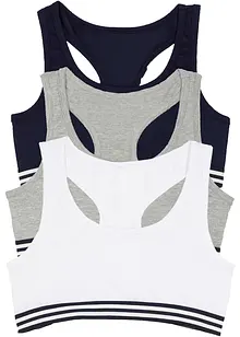 Podprsenkový top s měkkou bavlnou (3 ks v balení), bonprix