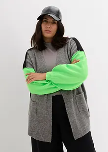 Oversized pletený kabátek ve vzhledu Color Blocking, bonprix