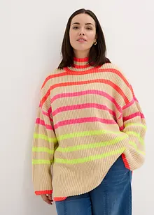 Oversized svetr s neonovými pruhy, bonprix