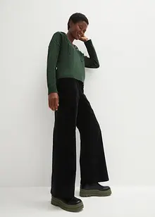 Pletený svetr s výstřihem do V a kapucí, bonprix