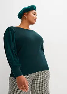 Svetr s plisovanými rukávy, bonprix