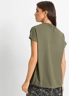 Halenka se skrytou knoflíkovou légou, krátký rukáv, bonprix