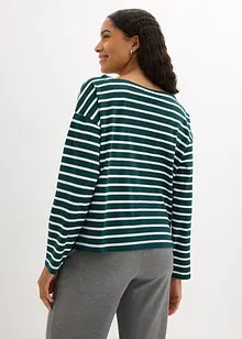 Triko s dlouhým rukávem a lodičkovým výstřihem, z organické bavlny (2 ks v ablení), bonprix