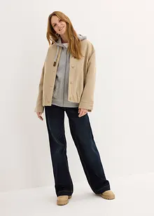 Mikina na zapínání, s pletenou kapucí a kapsou, bonprix