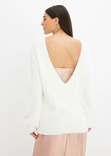 Oversized svetr s hlubokým výstřihem na zádech, bonprix