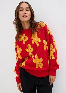 Oversize svetr z jemné pleteniny, s kulatým výstřihem, bonprix