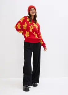 Oversize svetr z jemné pleteniny, s kulatým výstřihem, bonprix