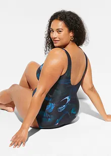 Stahovací jednodílné plavky, lehký tvarující efekt, s řasením, bonprix