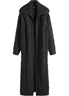 Dlouhý pletený kabát s copánkovým vzorem, bonprix