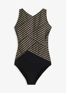 Stahovací jednodílné plavky, střední tvarující efekt, se zavinovacím vzhledem, bonprix