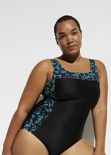 Stahovací jednodílné plavky, střední tvarující efekt, s hranatým výstřihem, bonprix