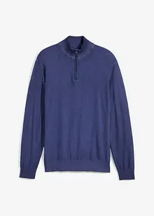 Svetr s límečkem na zip, z jemného úpletu se sepraným vzhledem, bonprix