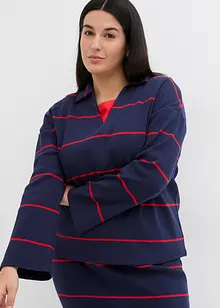 Žebrové triko polo s dlouhým rukávem, bonprix