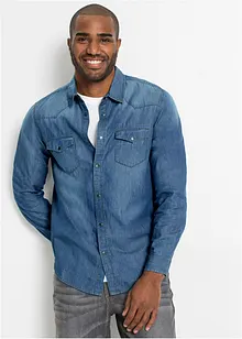 Džínová košile z čisté bavlny Slim Fit, dlouhý rukáv, bonprix