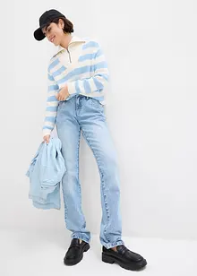 Džíny Straight, Mid Waist, malý podíl streče, pohodlný pas, bonprix