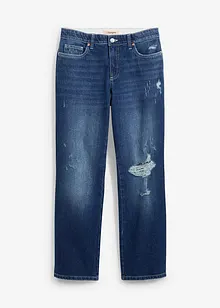 Džíny Straight, Mid Waist, pohodlný pas, nízký podíl streče, zkrácené, bonprix