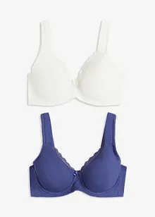 Bezešvá nevyztužená podprsenka s kosticemi a s organickou bavlnou (2 ks v balení), bonprix