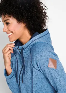 Dlouhá propínací flísová mikina s kapucí, bonprix