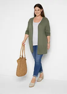 Dlouhý pletený kabátek, bez zapínání, bonprix