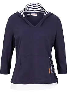 Tričko s kapucí a 3/4 rukávem, z čisté bavlny, bonprix