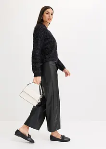 Oversize pletený kabátek s páskovou přízí, bonprix