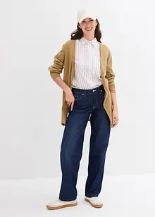 Pletený kabátek z čisté lehké bavlny s texturou slub, bonprix