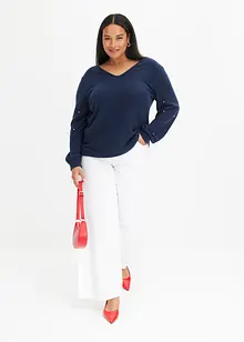 Hebké flísové triko s perličkami, bonprix