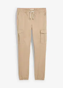 Slim Fit strečové kalhoty bez zapínání a s cargo kapsami, Straight, bonprix