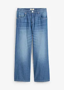 Džíny Straight, Mid Waist, pohodlný pas, malý podíl streče, zkrácené, bonprix