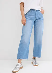 Džíny Straight, Mid Waist, pohodlný pas, malý podíl streče, zkrácené, bonprix
