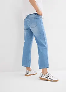 Džíny Straight, Mid Waist, pohodlný pas, malý podíl streče, zkrácené, bonprix