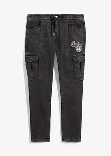 Strečové cargo džíny bez zapínání, Regular Fit, Tapered, bonprix