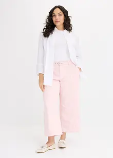 Culotte kalhoty s páskem, ze strečového kepru, bonprix