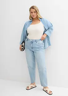 Mom džíny, High Waist, nízký podíl streče, zkrácené, bonprix