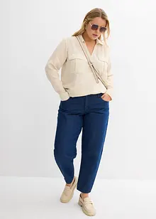 Džíny Barrel, Mid Waist, organická bavlna, bonprix