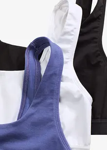 Podprsenkový top s organickou bavlnou (3 ks v balení), bonprix