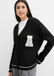 Pletený oversize kabátek s výšivkou, bonprix
