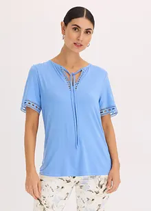 Úpletová tunika s krajkovým pásem, bonprix