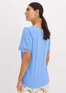 Úpletová tunika s krajkovým pásem, bonprix