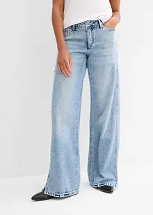 Džíny Loose, Straight, Mid Waist, nízký podíl streče, bonprix