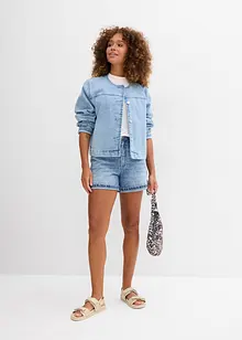 Džínové šortky High Waist, nízký podíl streče, bonprix