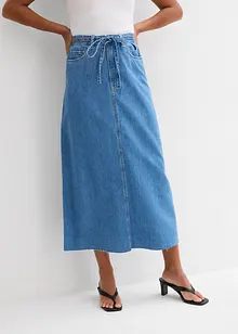 Džínová midi sukně, Mid Waist, Super Soft, bonprix