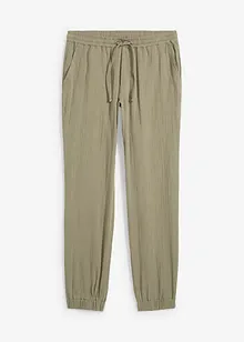 Mušelínové kalhoty bez zapínání, Regular Fit, Tapered, bonprix
