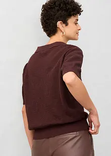 Ažurové triko polo s podílem lnu, bonprix