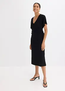 Žebrované žerzejové šaty s postranním nařasením, bonprix