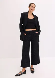 Culotte kalhoty z materiálu s dírkovanou výšivkou, bonprix